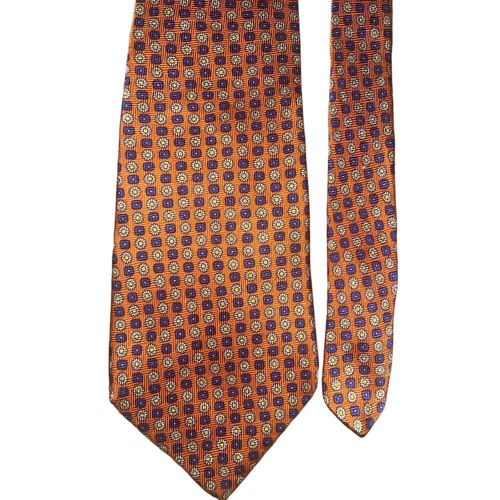 Honors Orange/ Blue/ & White Floral Dress Neck Tie